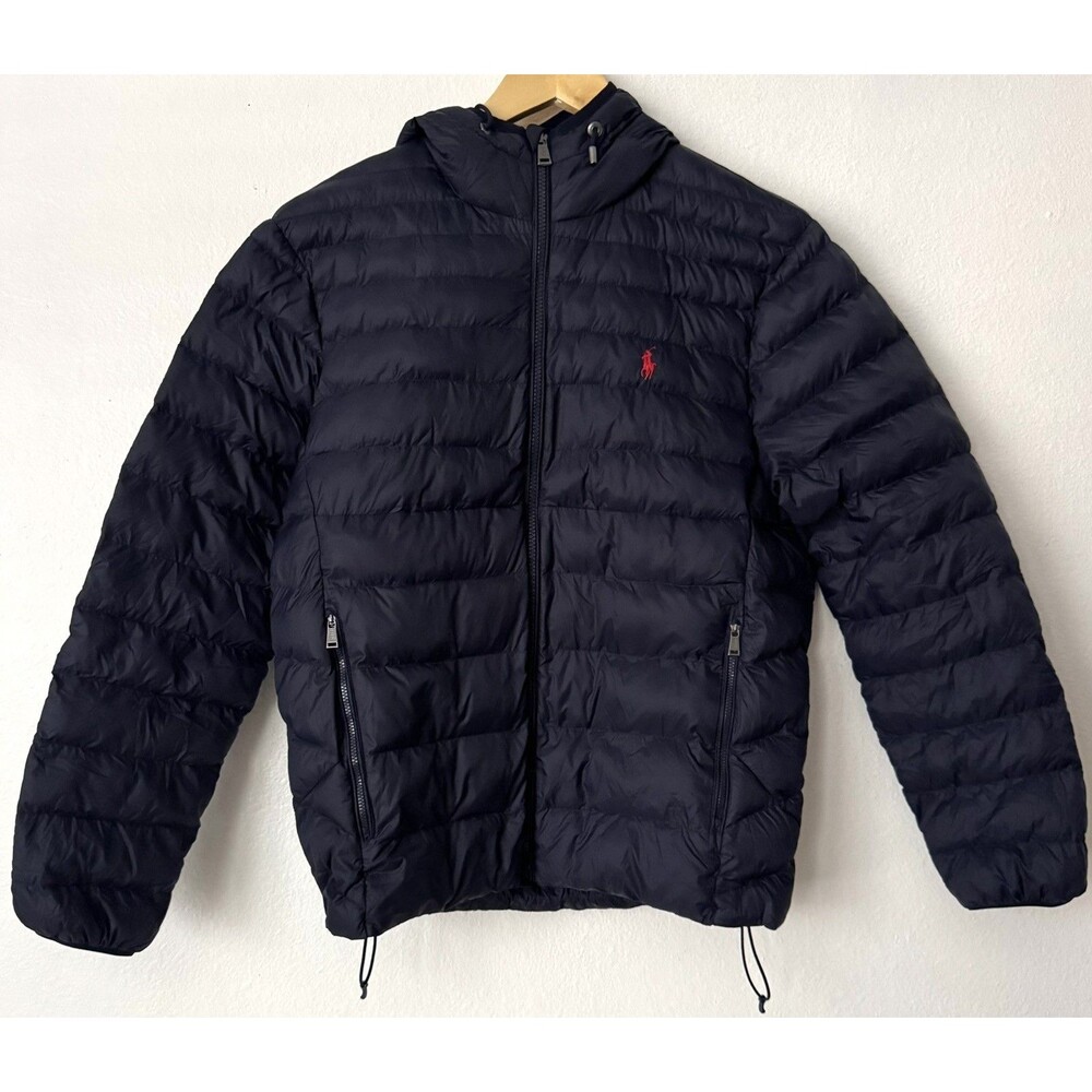 Polo Ralph Lauren Jacket Colden Packable Puffer Mens S Navy Hooded Insulated